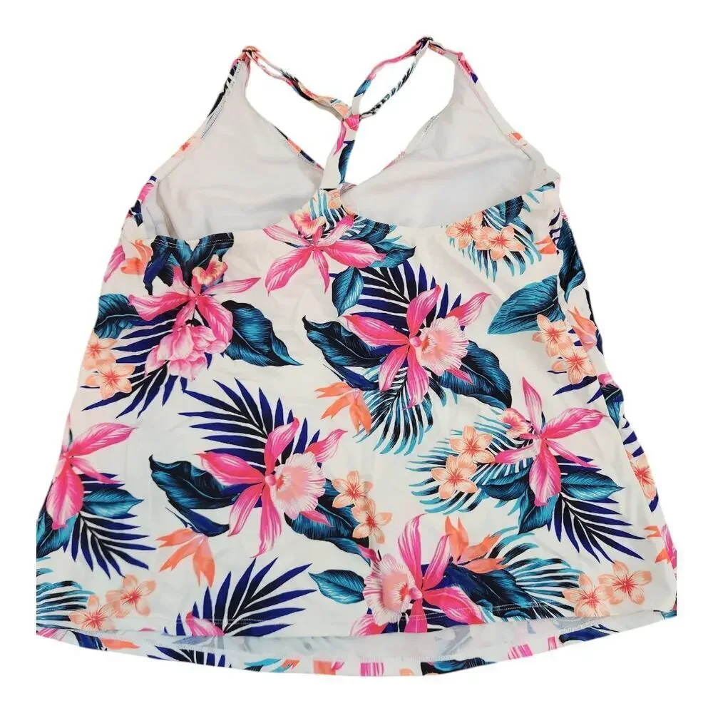 Island Escape Tankini top womens swimsuit top sz‎ 10 floral print underwire